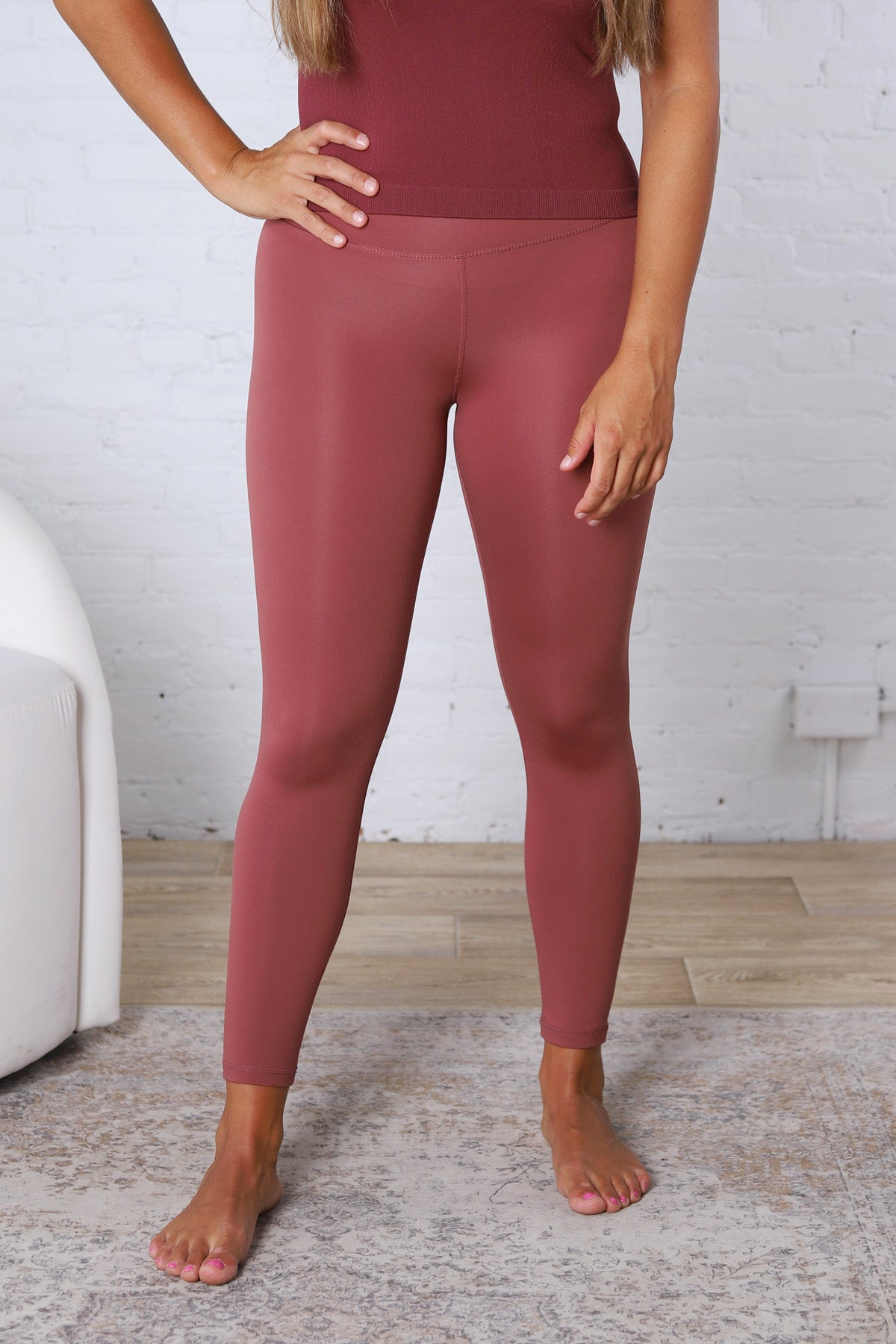 Maelle Cloud Light Contour High-Waisted Leggings - Rosewood