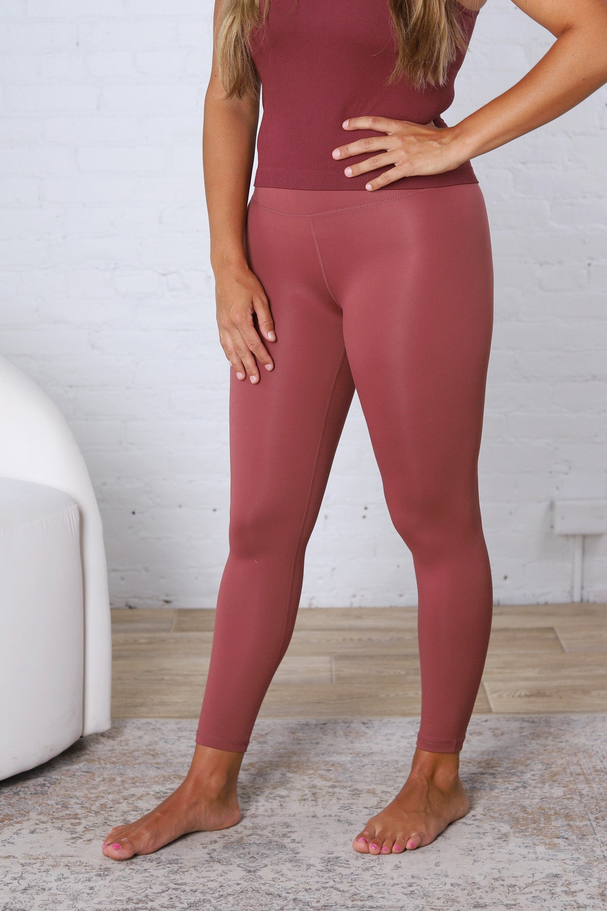 Maelle Cloud Light Contour High-Waisted Leggings - Rosewood