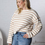 Maelys Basic Striped Knit Sweater - Taupe