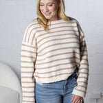 Maelys Basic Striped Knit Sweater - Taupe