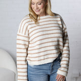 Maelys Basic Striped Knit Sweater - Taupe