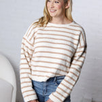 Maelys Basic Striped Knit Sweater - Taupe - FINAL SALE