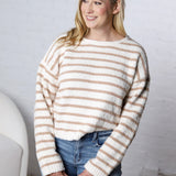 Maelys Basic Striped Knit Sweater - Taupe - FINAL SALE