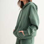 Maerin Drop Shoulder Hoodie - Eldergreen