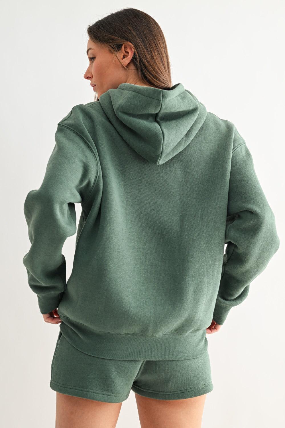 Maerin Drop Shoulder Hoodie - Eldergreen
