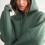 Maerin Drop Shoulder Hoodie - Eldergreen