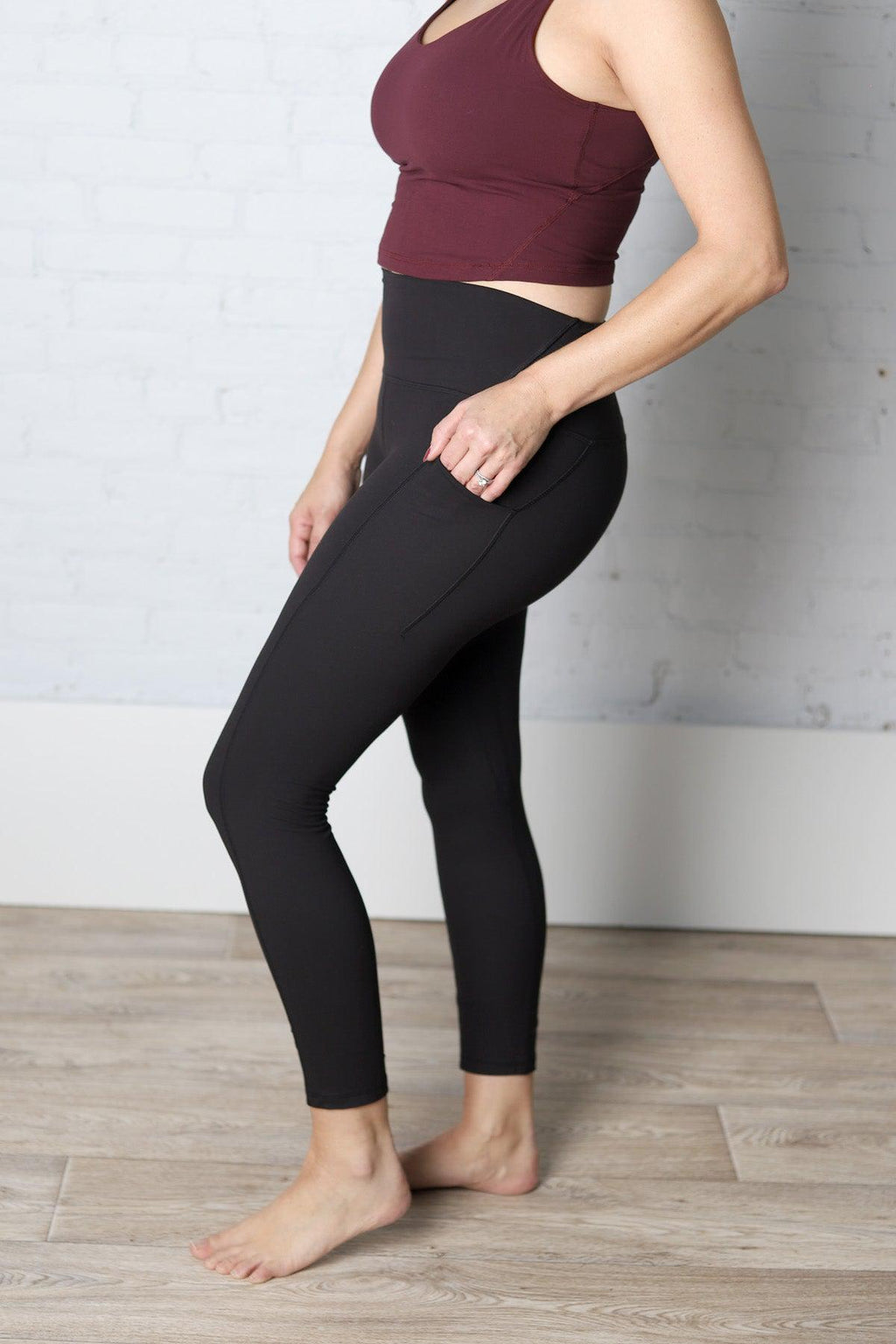 Maeve Butter Yoga Pants with Side Pockets - Black