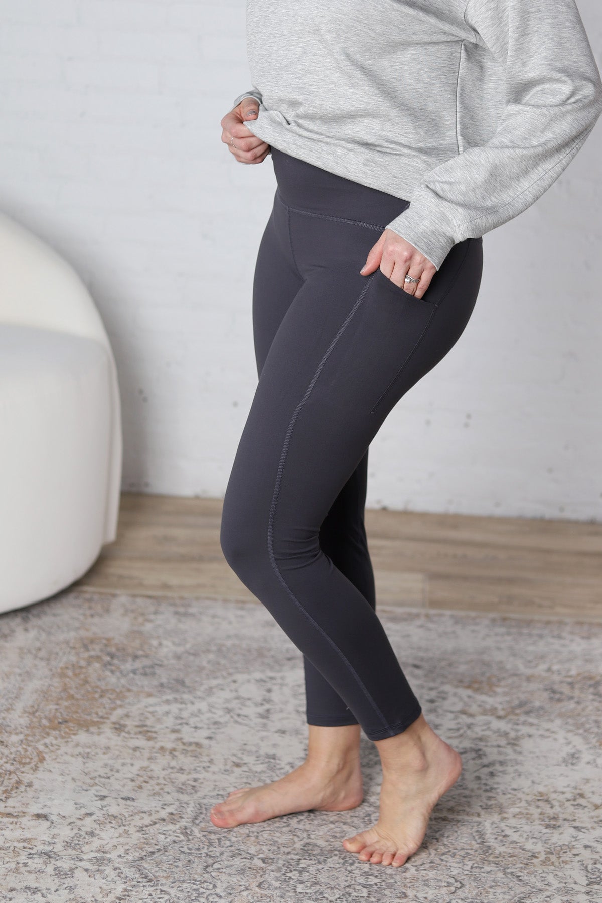 Maeve Butter Yoga Pants with Side Pockets - Charcoal