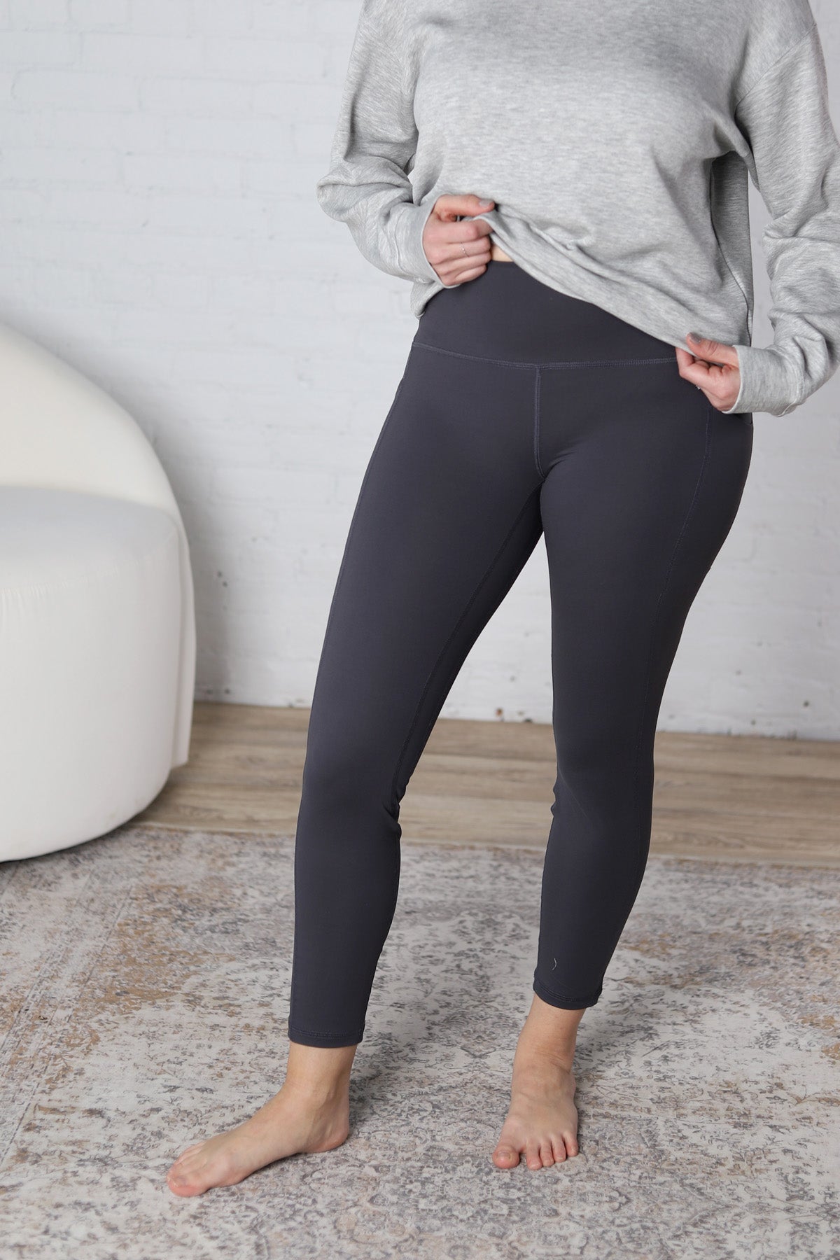 Maeve Butter Yoga Pants with Side Pockets - Charcoal - FINAL SALE