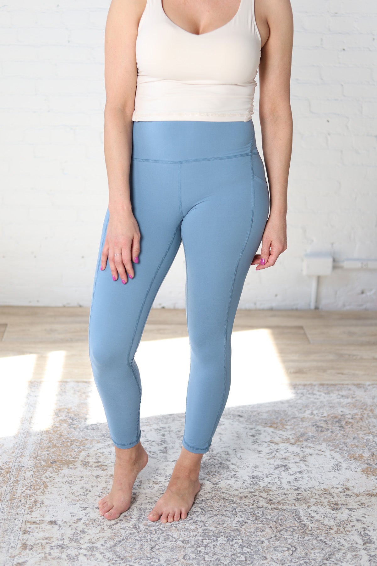 Maeve Butter Yoga Pants with Side Pockets - Dusty Blue