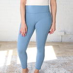 Maeve Butter Yoga Pants with Side Pockets - Dusty Blue - FINAL SALE