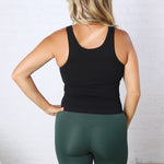 Maggie Seamless Ribbed Tank with Built in Bra - Black