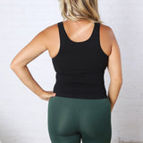 Maggie Seamless Ribbed Tank with Built in Bra - Black