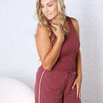 Maggie Seamless Ribbed Tank with Built in Bra - Rosewood