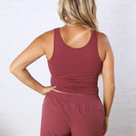 Maggie Seamless Ribbed Tank with Built in Bra - Rosewood