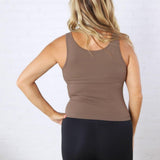 Maggie Seamless Ribbed Tank with Built in Bra -Truffle