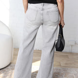 Maia High Rise Wide Leg Denim - Platinum Grey