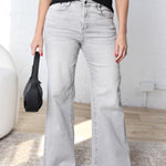 Maia High Rise Wide Leg Denim - Platinum Grey