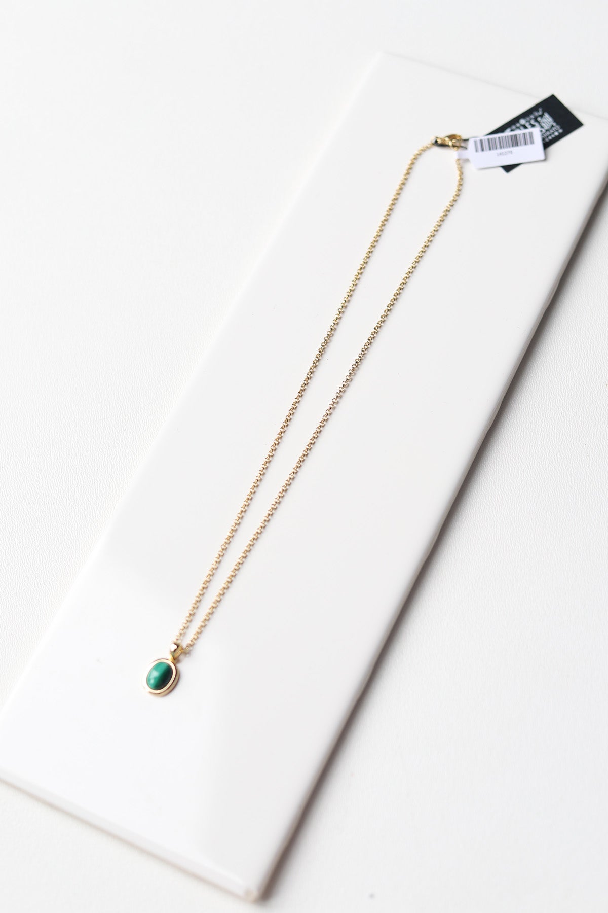 Malachite Oval Charm Necklace - Gold - Baubles + Bobbies