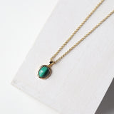 Malachite Oval Charm Necklace - Gold - Baubles + Bobbies