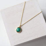 Malachite Round Charm Necklace - Gold - Baubles + Bobbies