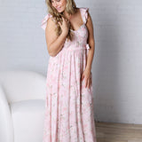 Maliah Floral Waist Tie Side Slit Maxi Dress - FINAL SALE