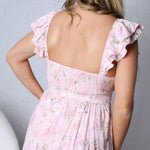 Maliah Floral Waist Tie Side Slit Maxi Dress - FINAL SALE