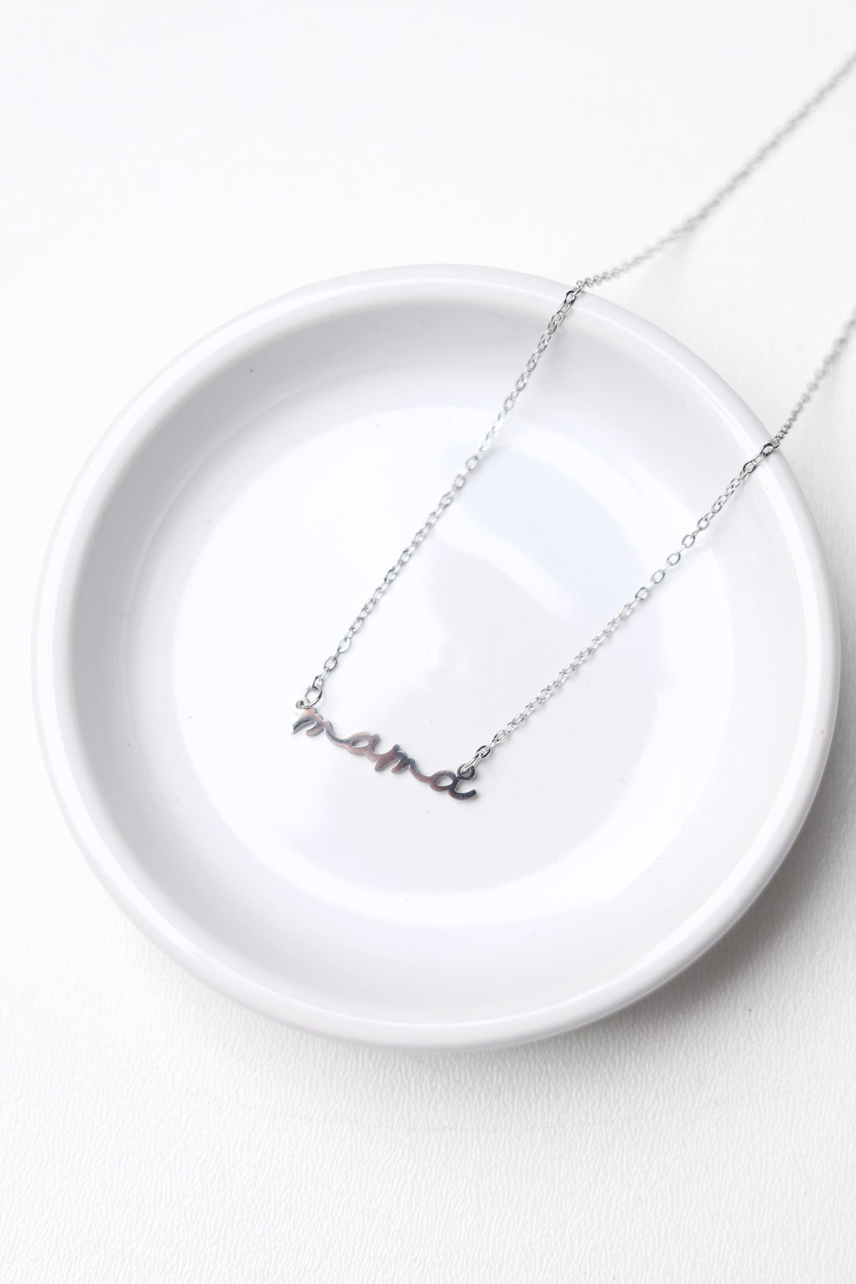 Mama Script Necklace - Silver - 18K Stainless Steel Tarnish Free