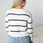 Marella Striped Lightweight Sweater Top - Off White/Navy