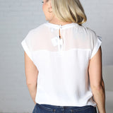 Margot Sheer Yoke Contrast Blouse - Off White