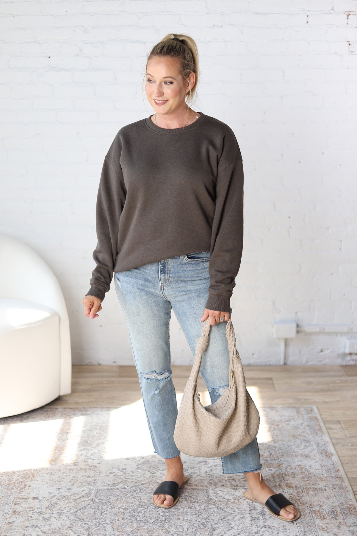 Maris Oversized Fleece Sweatshirt - Olive