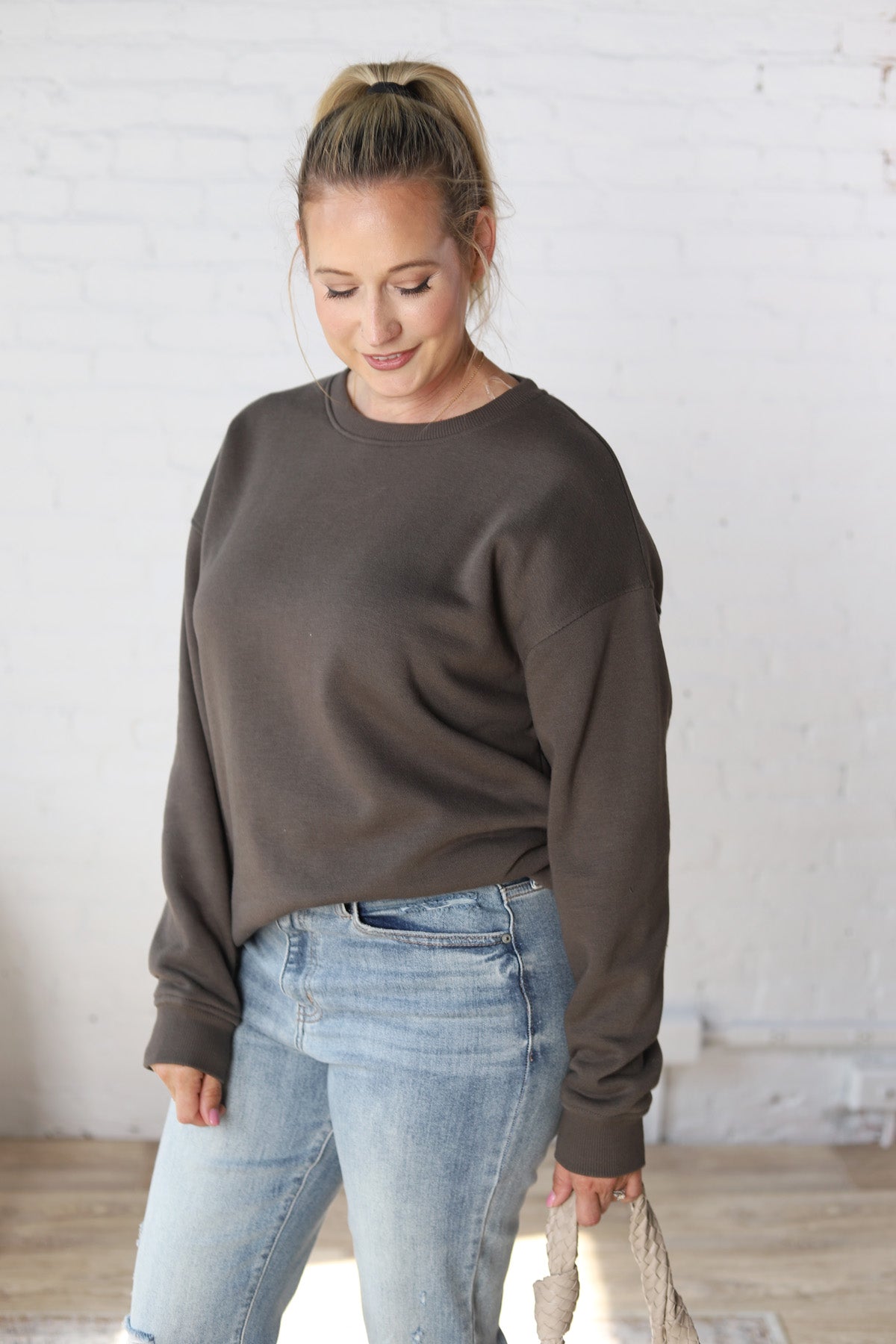 Maris Oversized Fleece Sweatshirt - Olive