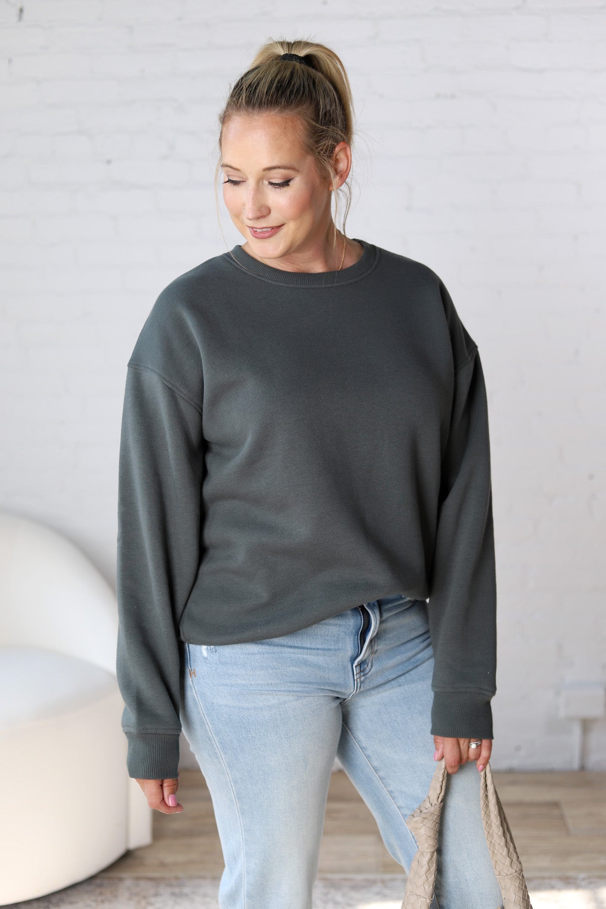 Maris Oversized Fleece Sweatshirt - Urban Grey