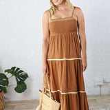 Maris Smocked Maxi Dress - Camel - FINAL SALE