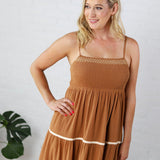 Maris Smocked Maxi Dress - Camel - FINAL SALE