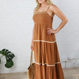 Maris Smocked Maxi Dress - Camel - FINAL SALE