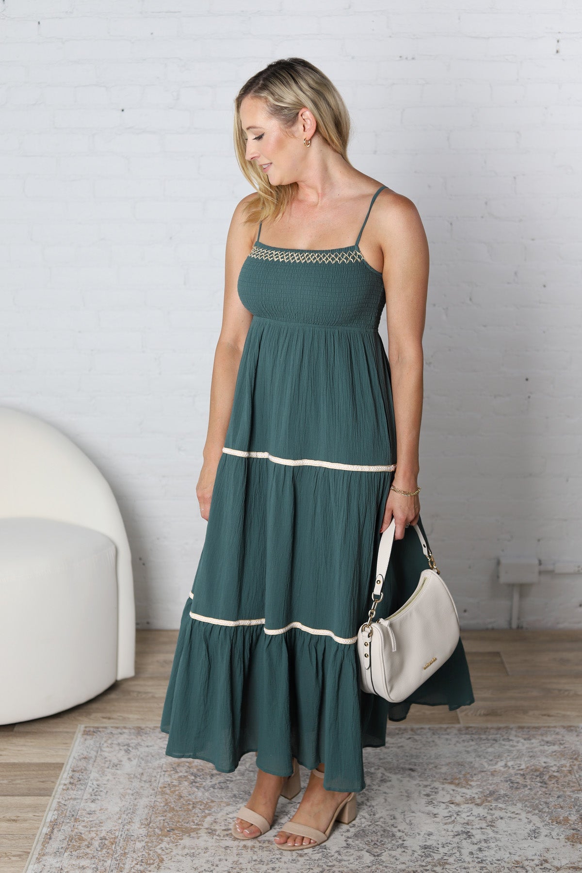 Maris Smocked Maxi Dress - Teal