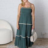 Maris Smocked Maxi Dress - Teal - FINAL SALE