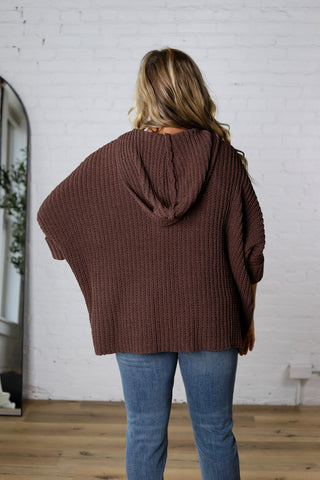 Marlow Chunky Knit Hooded Cardigan - Chocolate