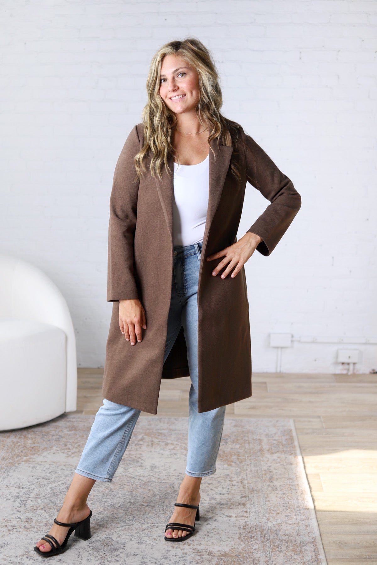 Marlowe Notched Lapel Coat - Dark Chocolate