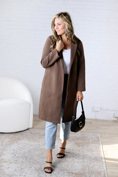 Marlowe Notched Lapel Coat - Dark Chocolate FINAL SALE