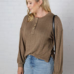 Marlowe Striped Knit Top - Brown