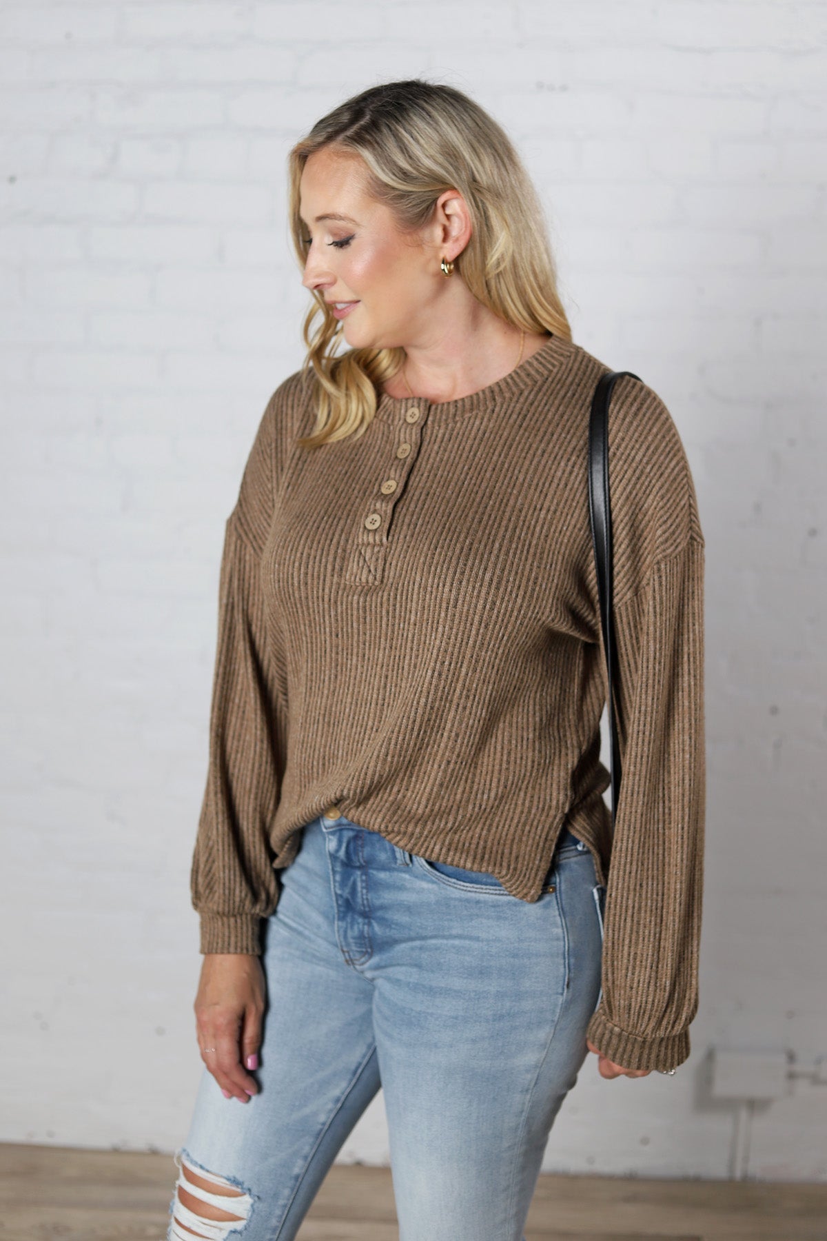 Marlowe Striped Knit Top - Brown