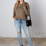 Marlowe Striped Knit Top - Brown