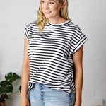 Marsella Sleeveless Striped Top - White Black