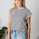 Marsella Sleeveless Striped Top - White Black