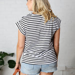 Marsella Sleeveless Striped Top - White Black