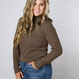 Maven Mock Neck Sweater - Brown