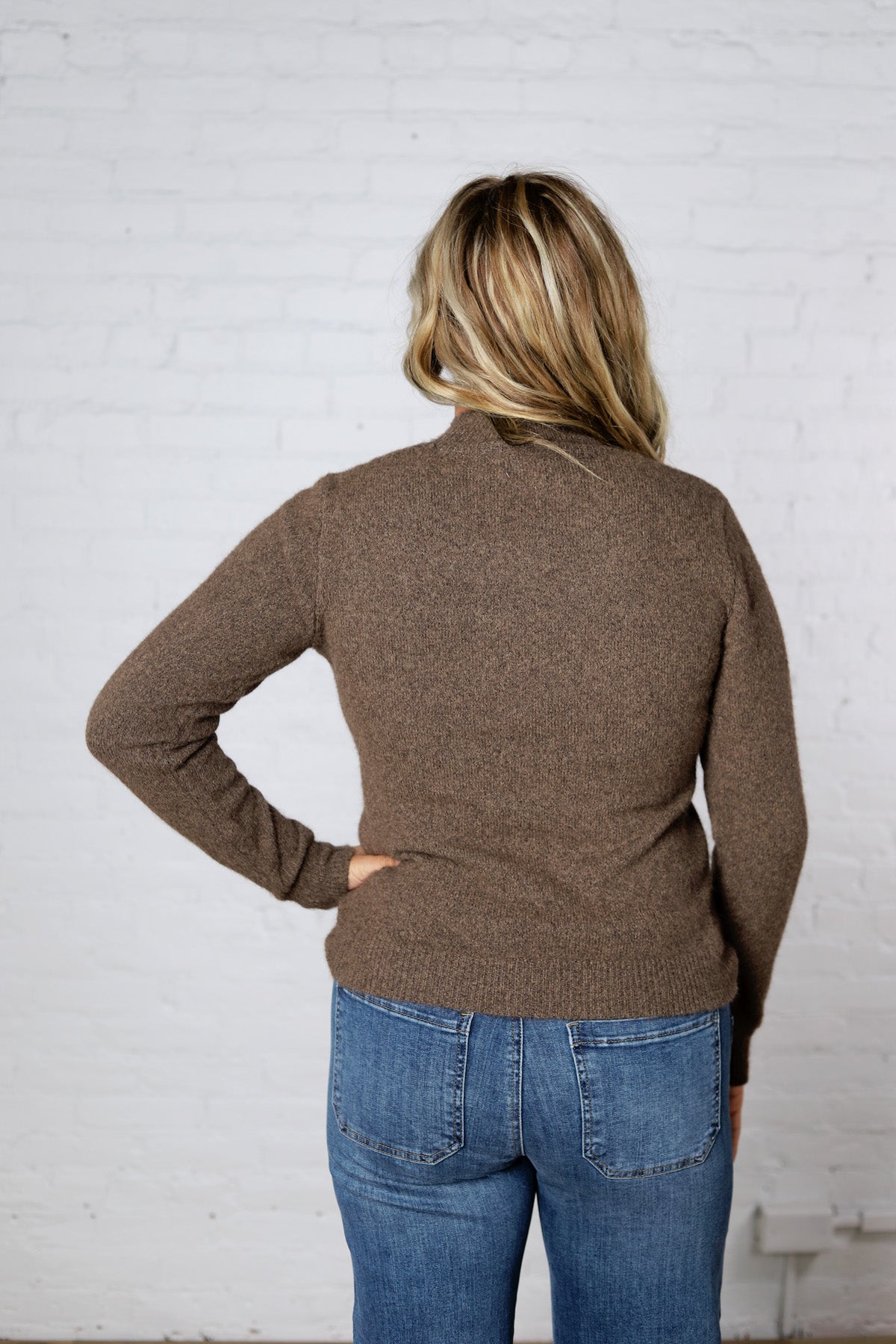 Maven Mock Neck Sweater - Brown