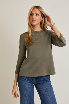 Mavi Round Neck Top - Olive FINAL SALE